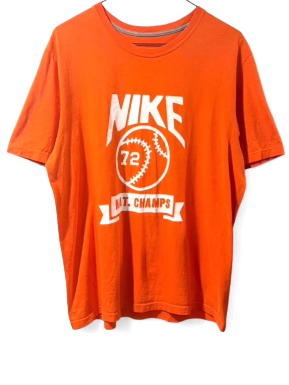 Y2K Nike Baseball Orange Graphic T-Shirt Size Men’s XL